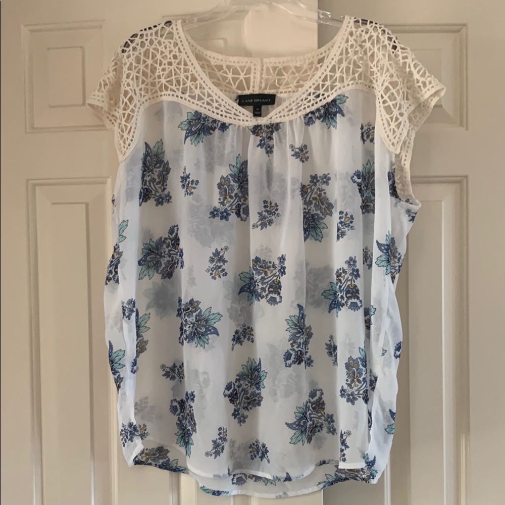 Lane Bryant Cream Relaxed Pleated Blouse